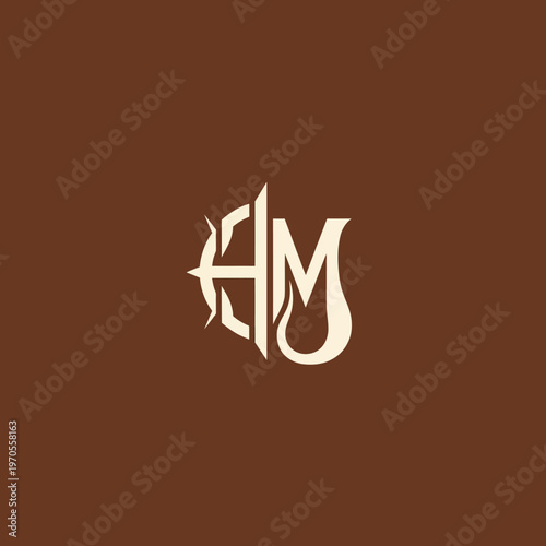 Elegant Monogram HM Logo Design.