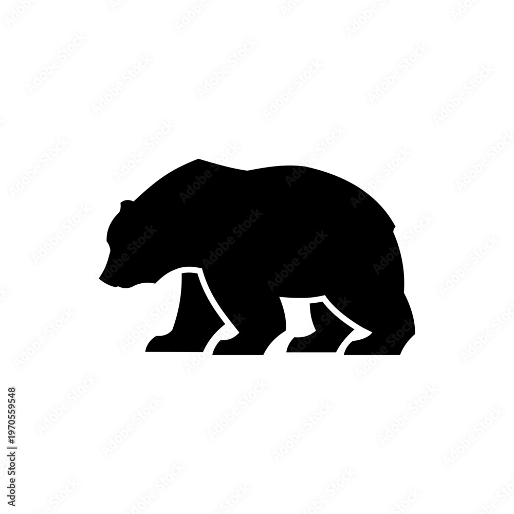 Fototapeta premium Simple walking bear logo concept. Wild bear design illustration, vector.