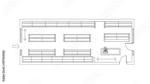 Optimized retail store floor plan diagram illustrating efficient layout for customer navigation and product merchandising strategy