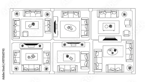 Modern Apartment Floor Plan Layout with Living Room and Furniture Arrangement