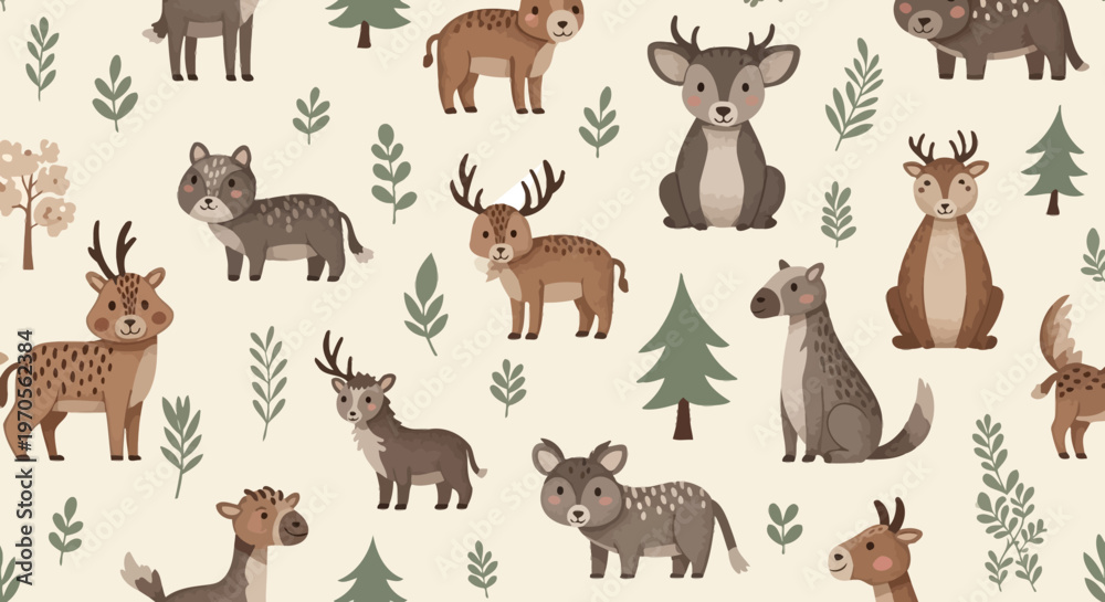 Fototapeta premium Wild animal silhouette collection with deer elephant lion giraffe horse wolf dog cat cow goat and pig vector icons