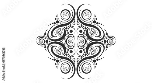 Intricate black and white swirling design.