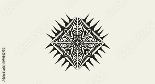 Intricate black and white mandala design.