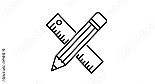 Pencil and Ruler Stationery Tools.