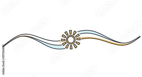 Sun Symbol with Wavy Lines Design.