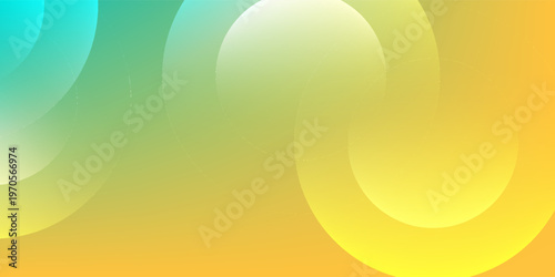 Abstract Yellow Green Gradient Background with Transparent Circles and Soft Light Effects. Futuristic Technology Concept