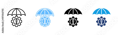 Risk Mitigation icon set multiple style collection