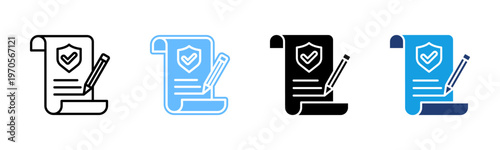Policy Update icon set multiple style collection