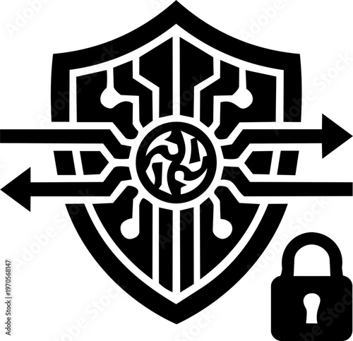 Shield security circuit data protection network hacking pictogram