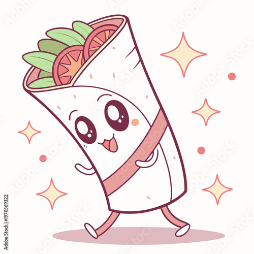 Cute Shawarma Cartoon Mascot Vector