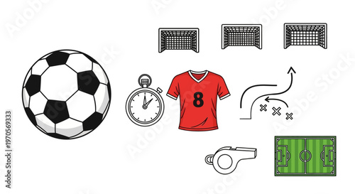 Football players prepare for a match on the field with goals