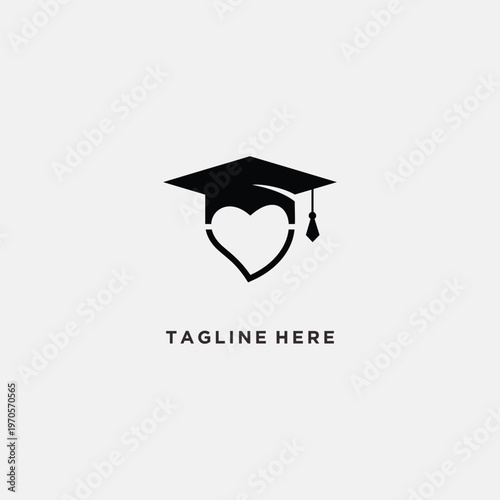 Love of Learning Graduation Cap and Heart Logo Design.