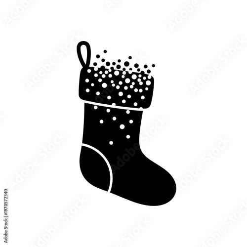 Black Christmas Stocking with White Dots.