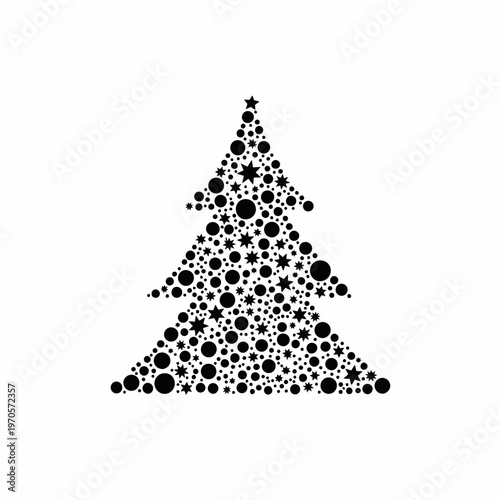 Black Christmas tree made of dots.