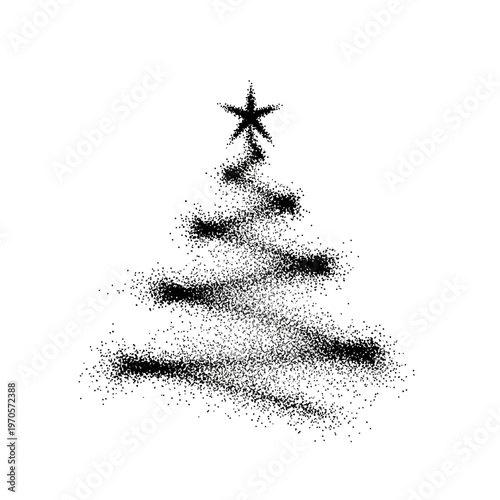 Black Christmas tree with star.