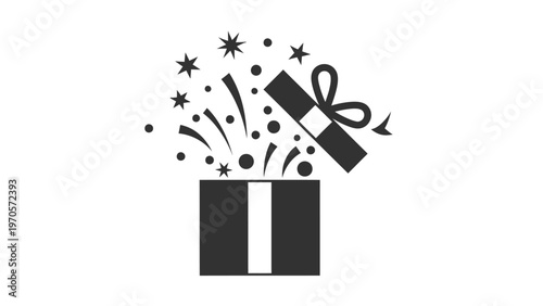 Black gift box with ribbon.