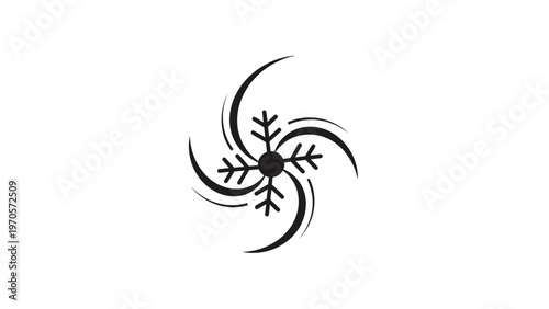 Black Snowflake Design Element Isolated.