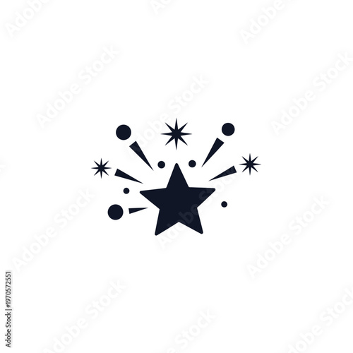 Black star with explosive burst effect.