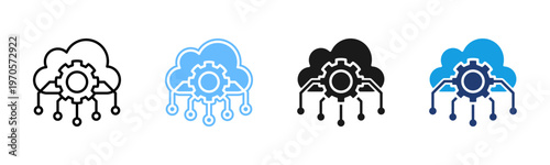 Saas Solution icon set multiple style collection
