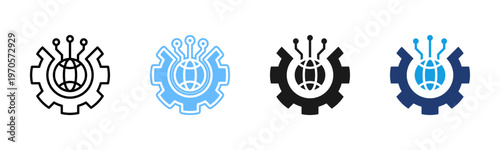 Data Digitization icon set multiple style collection