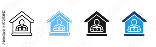 Remote Work System icon set multiple style collection