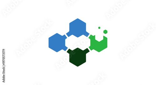 Flat Vector Abstract Technology Network Icon, Data Connection Structure, Molecular System, AI and Blockchain Concept, Digital Innovation, Modern Minimal Illustration