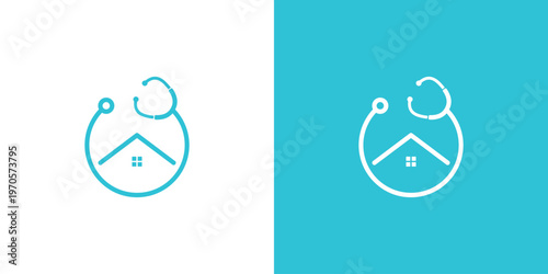 Medical Home Care Logo Design Healthcare and House Symbol.