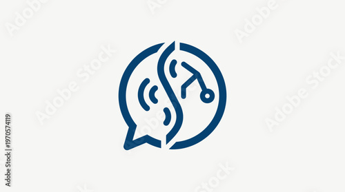 Abstract Communication Icon in Blue on White