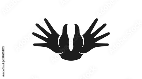 Abstract Hands Icon in Black and White