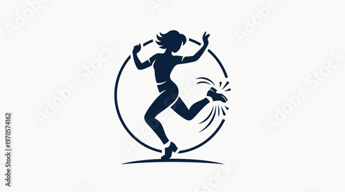 Woman Jumping Rope Silhouette Logo Design