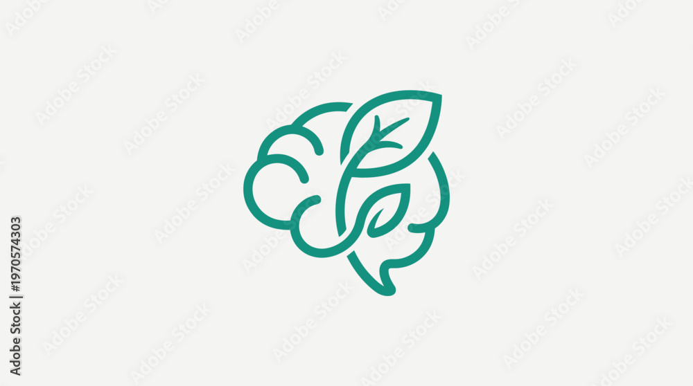 Obraz premium Brain and Leaf Symbol Concept