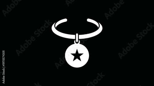 Dog Collar With Star Tag Against Black Background