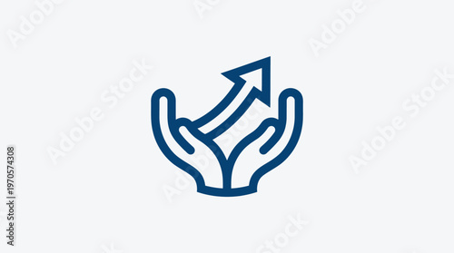 Hands Holding Upward Arrow Symbol