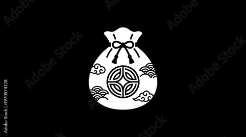 Japanese Symbol Bag on Black Background