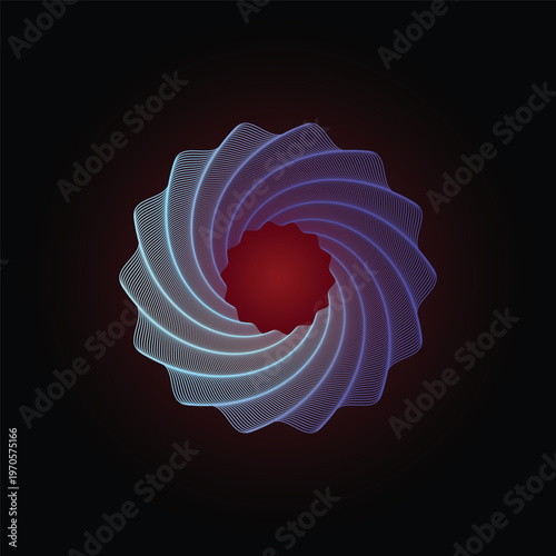Abstract circular spiral made of smooth flowing lines forming a geometric pattern on a vibrant pink background. Modern digital design suitable for backgrounds, wallpapers, branding, and creative visua