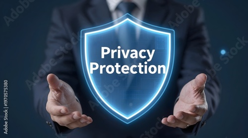 Protecting your private information and digital data online with security shields and technology concepts