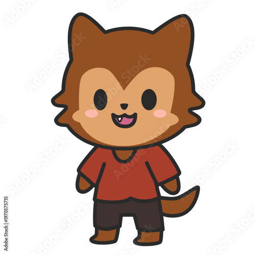 Cute cartoon werewolf character illustration with playful expression, perfect for kids’ designs, stickers, and Halloween themes