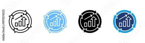 Continuous Improvement icon set multiple style collection