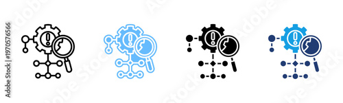 Root Cause Analysis icon set multiple style collection