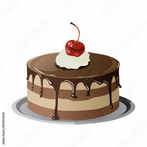 Chocolate cake with whipped cream topping.