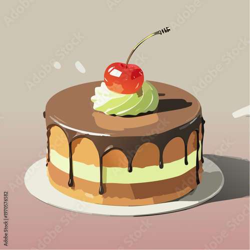 Delicious cake with chocolate and cream.