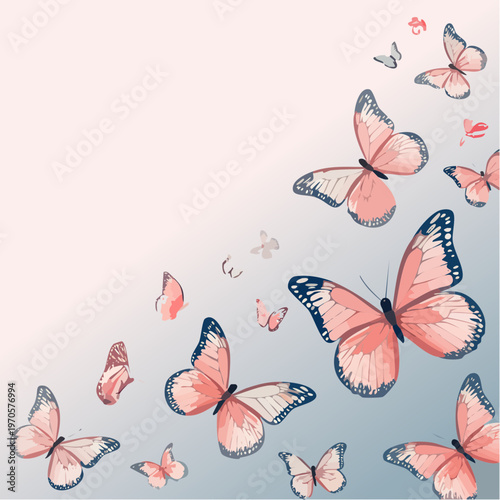 Pink butterflies flying in air.