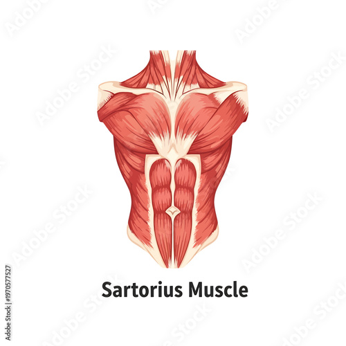 Muscles Anatomy: Anatomical illustration of muscles showcasing muscle structure for medical study and human body understanding.
