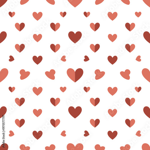 Hearts in Harmony: A delightful pattern of hearts, each a testament to love and affection, scattered across a seamless backdrop of pure, innocent white. A visual ode to romance, joy.