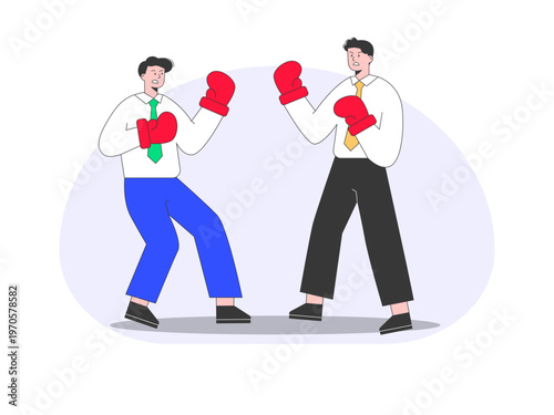 Business competitors or colleagues who are fighting for dominance, success, or market share. Trade war illustrations. Flat vector concepts.