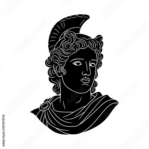 Classical Elegance: An illustration of a sculpted bust of a classical figure, showcasing the artistry of ancient Greece.