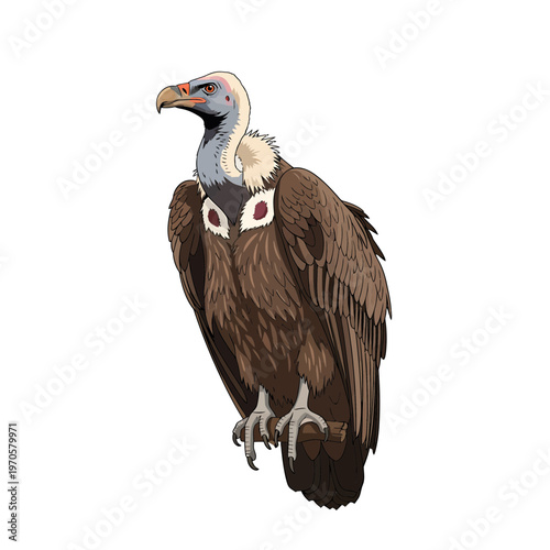Vulture Portrait: A striking illustration of a vulture, showcasing its sharp features and dignified pose.