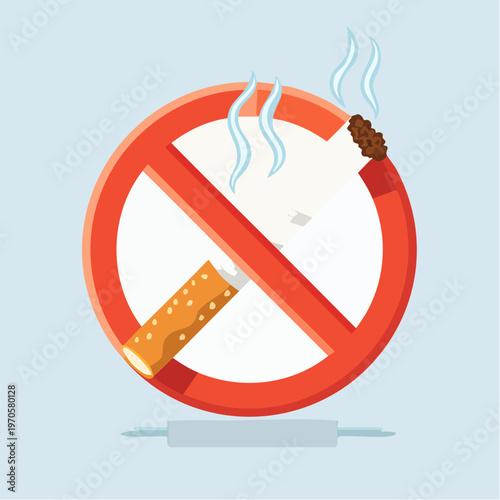 No Smoking Sign and Broken Cigarette Symbolizing Stop Smoking and Quit Smoking for Health and Lung Health Awareness, Promoting a Smoke-Free Healthy Lifestyle and Clean Air