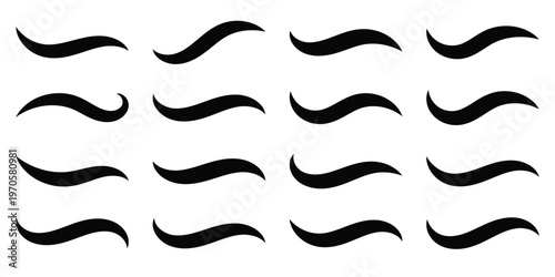 Vector black swash swoosh tails flourish design elements. Curly swish tails and sporty plume swirl logo vector elements for retro banners. Hand drawn swoosh elements, and swoop underline. Eps10