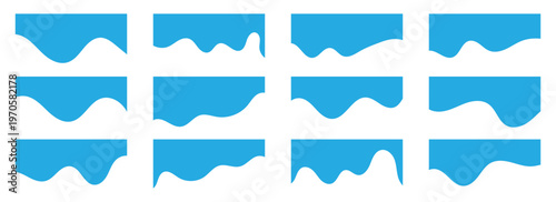Modern blue wave and curve divider shapes for app headers or banners, with clean vector lines for web page layout and simple section borders in a stylish graphic design. Wavy blue divider. Eps10